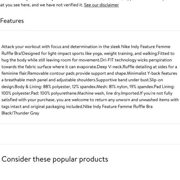 Nike Indy Feature Femme Ruffle Sports Bra - Picture 5 of 10